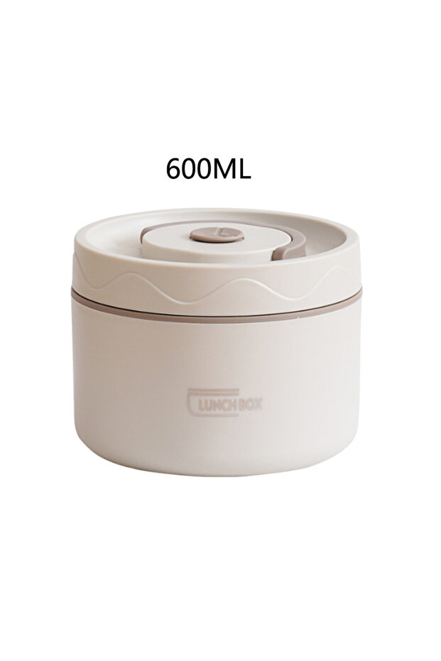 1pcs-600ml White 304 Stainless Steel Insulated Lunch Box with Storage Bag Portable Double-layer Cove