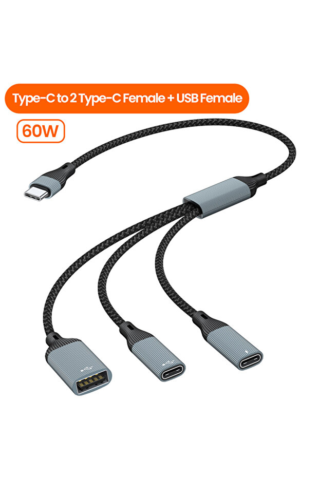 2 C و 1 USB أنثى Elough USB C HUB محول مقسم متعدد OTG PD 60W نقل عالي السرعة 3/2 P