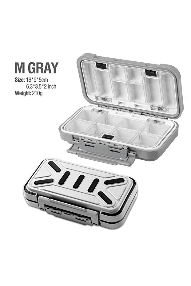 M-gray-B Waterproof Fishing Tackle Box fishing Accessories Tool Storage Box Fish Hook Lure Fake Bait