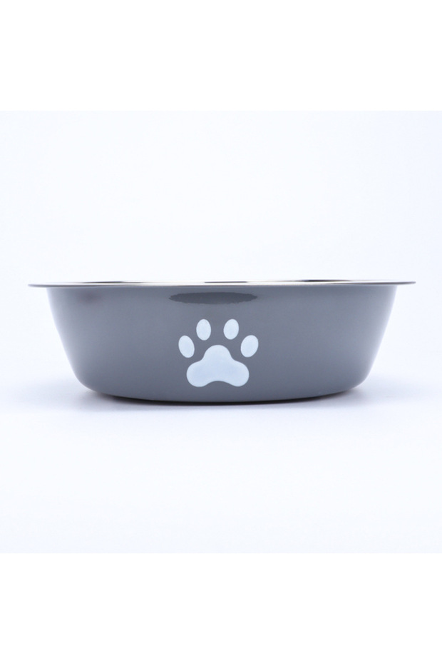 14cm GRAY Dog Bowls Stainless Steel Dogs Feeding Bowls With Non-Slip Silicone Sole Dog Food Water Bo