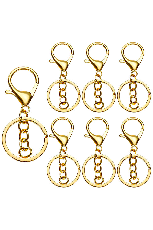 12PCS Golden 6/12/25/50Pcs Metal lobster Claw Clasp Keychains Swivel Spring Hook with Flat Split Rin