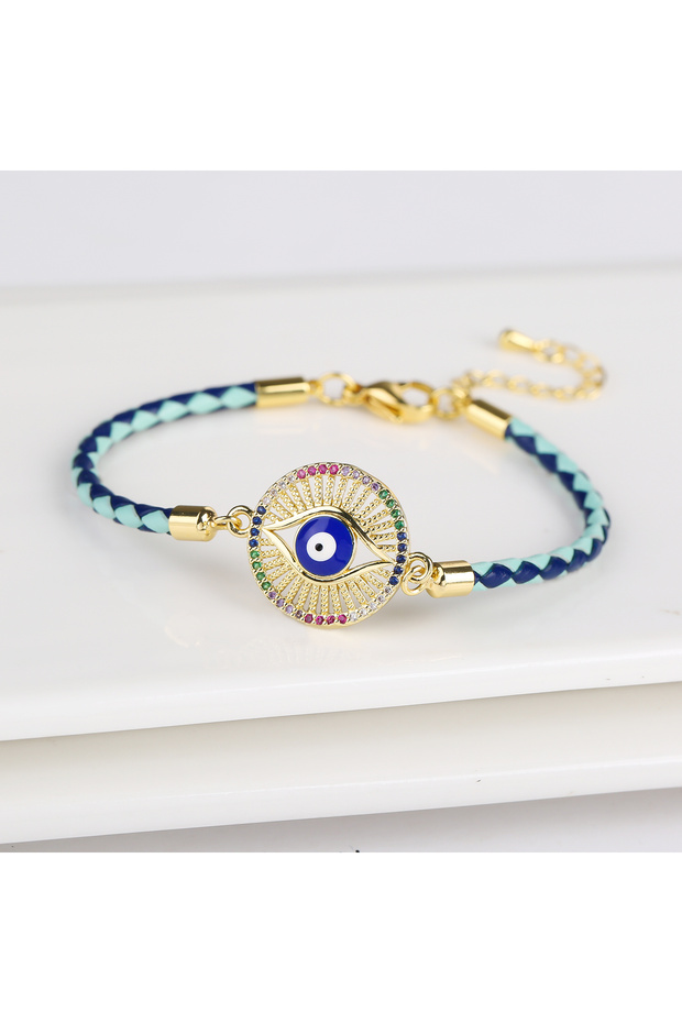 4 Hot Sale Zircon Turkish Evil Eye Ladies Bracelet Fashion Men'S Leather Adjustable Bracelet Ward Of