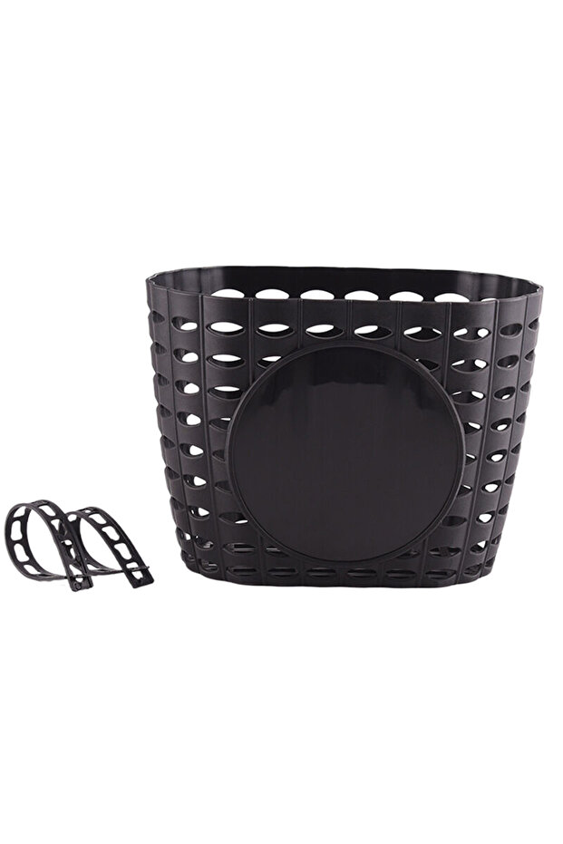 JETTING Black Waterproof Front Handlebars Rear Bike Basket Plastic Bicycles Basket with Fastens Stra