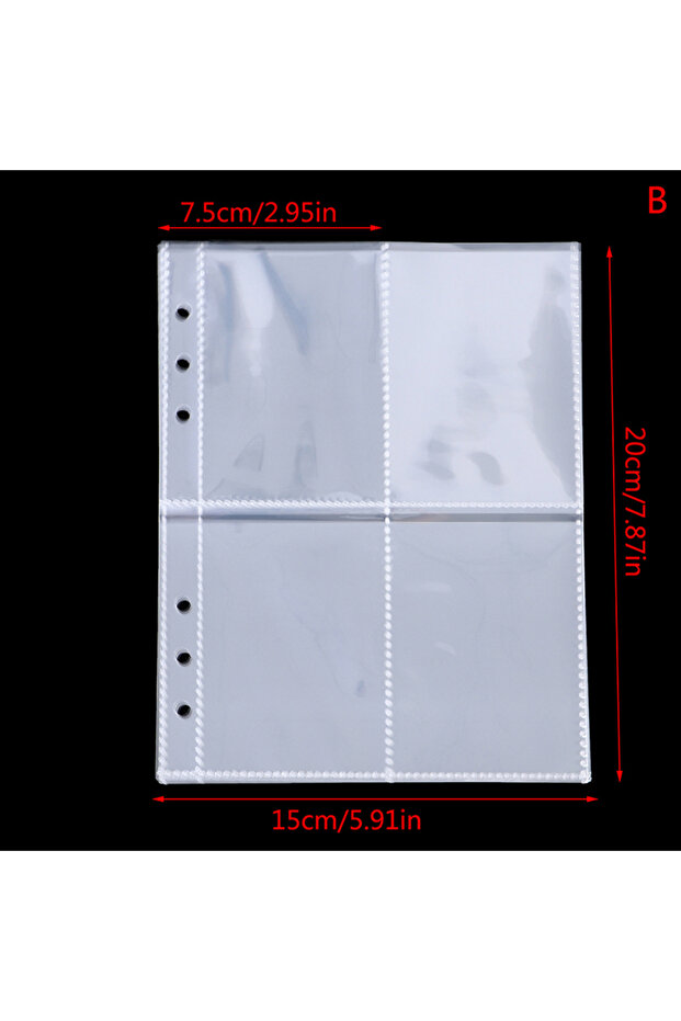 B 10pcs Standard Clear Plastic Photo Album Transparent A5 Binder Refill Sleeves