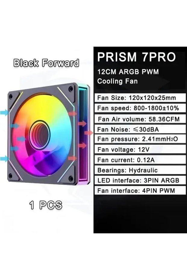 A-RGB Other BK Forward 1PCS LDPCSJ Prism 7 PRO ARGB PC Case Fan 120mm Infinity Mirror Design Motherb
