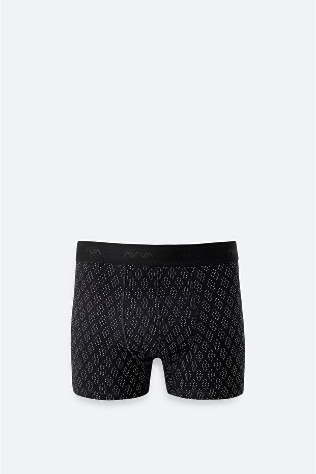 Men's Black Patterned Single Regular Fit Boxer A61Y9505