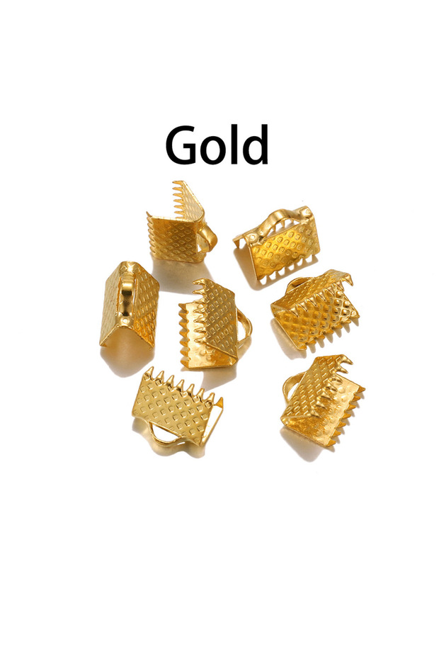 10mm x 50pcs Gold 50pcs/lot Cove Clasps Cord End Caps String Ribbon Leather Clip Necklace Bracelet