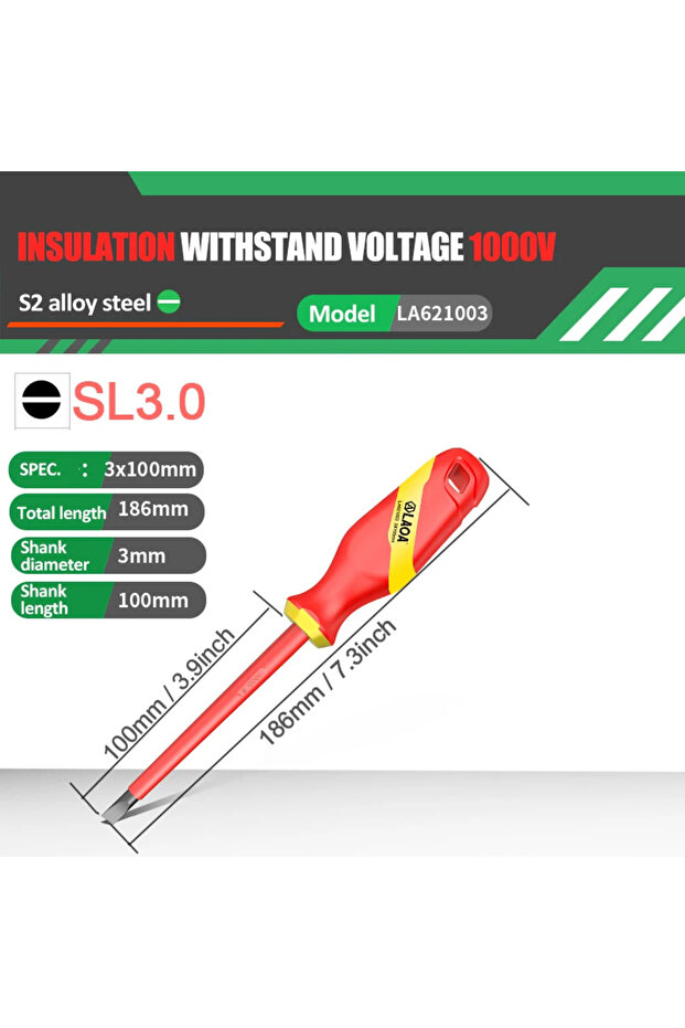 3LA621003 LAOA VDE Insulated Screwdriver S2 Insulation Phillips Isolation Current Electrician Cross