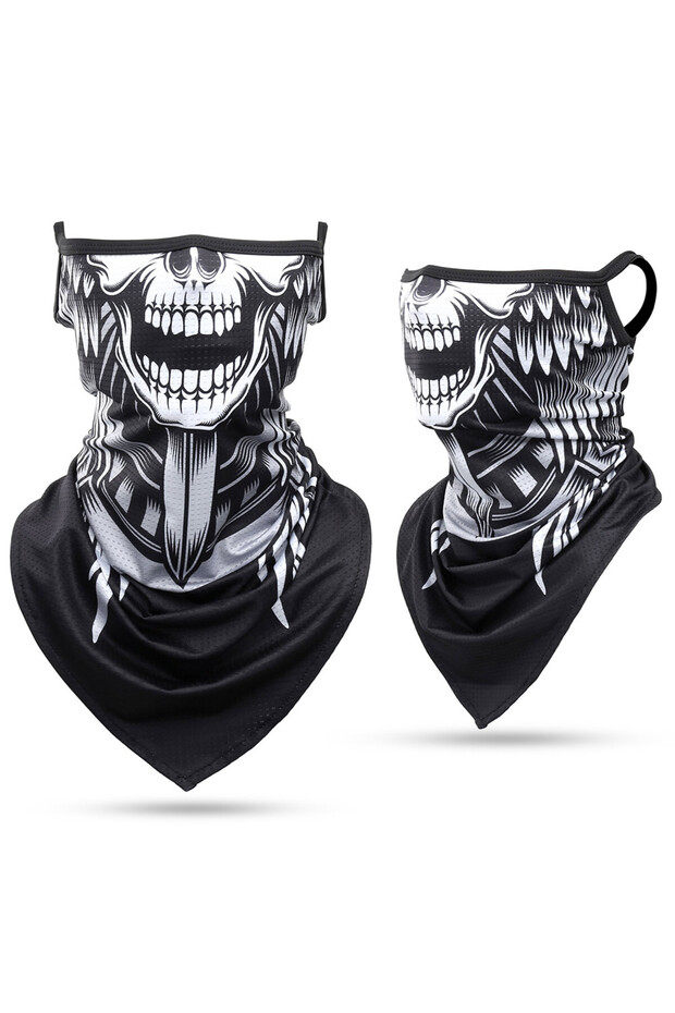 10 3D Skull Summer Bandana Hanging Ear Triangle Scarf Cycling Hiking Hunting Fishing Sports Bicycle