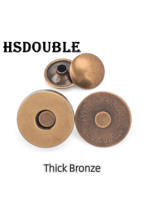 18mm Thick Bronze 10 Sets Metal Double Rivet Magnetic Clasps Buttons Fastener Bag Press Buckle Purse