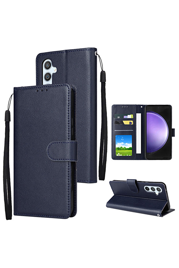 Galaxy S25 Blue Wallet Magnetic Flip With Card Slot Kickstand Leather Case For S25 Ultra S24 Plus