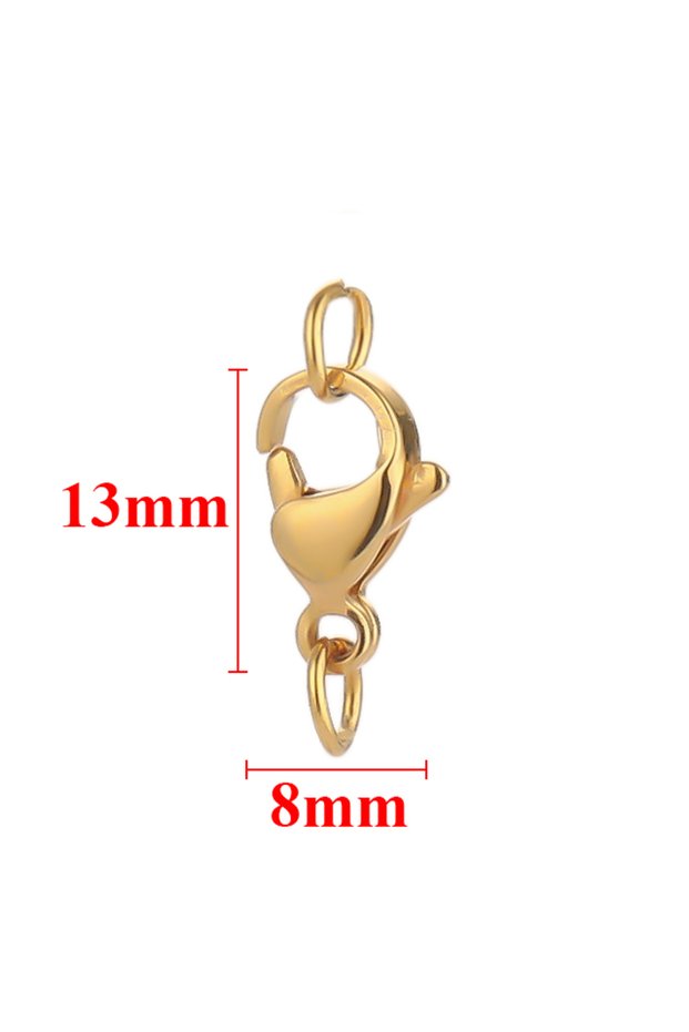 Gold color 13mm 25Pcs Stainless Steel Lobster Clasps Jump Rings Hooks Connector Bracelet Necklace Ch