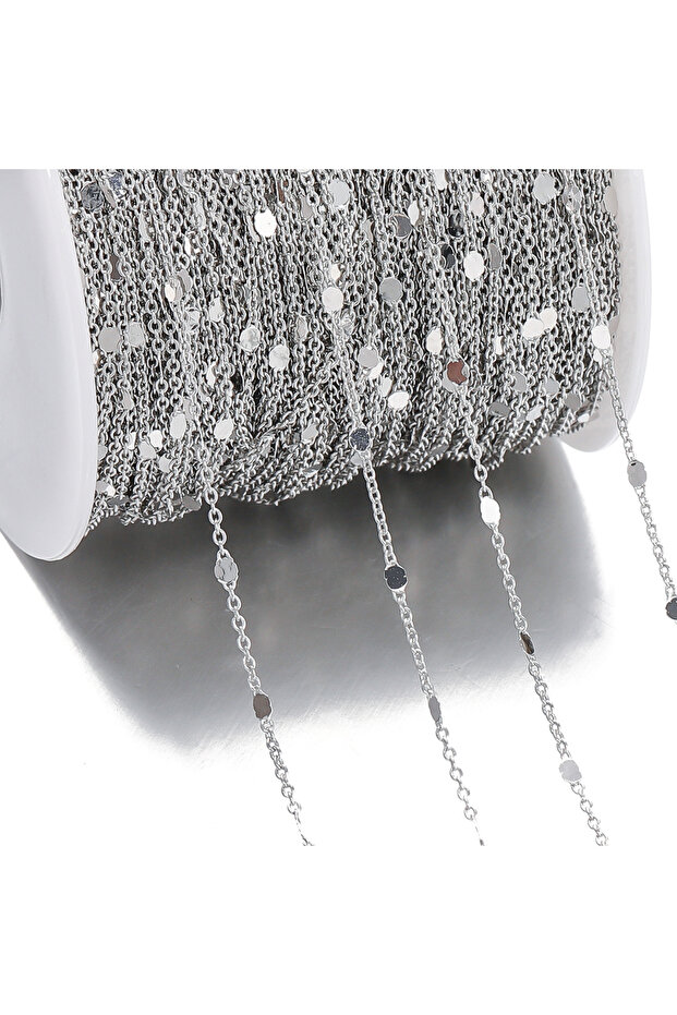 1.2mm x 2Meter Rhodium No Fade 2Meters Sequins Chain Necklace Gold Silver Chain Metal Copper Cable C