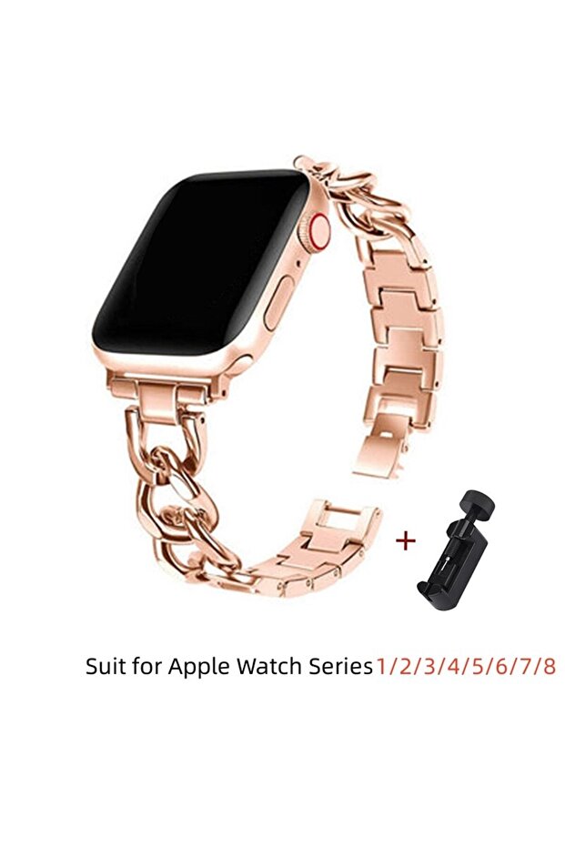 38mm 40mm 41mm rose gold Metallic Chain Strap for Apple Watch Band 45mm 41 38 49 46 40 42 44mm Watch