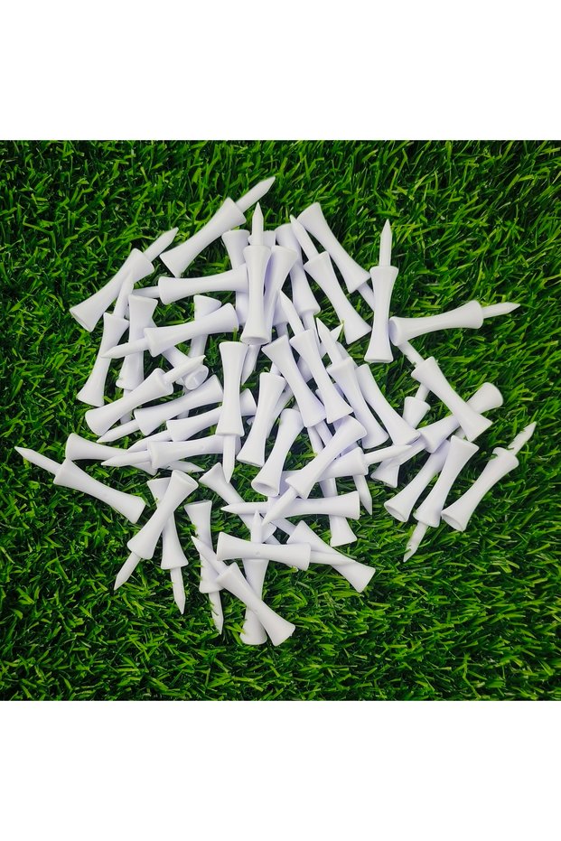 White Plastic Golf Tee Pack 50 Pcs Step Down 59mm Golf Tees Colorful For Driver Irons Hybrids Longer