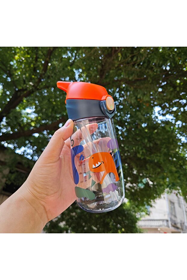 450ML orange 450ML Cute Children Drinking Kettle Plastic Portable School Cup Kids Water Bottle With