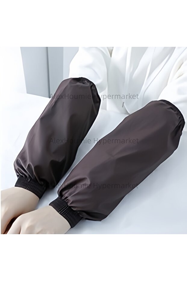 Brown 1 Pair Waterproof Oversleeves Arm Sleeves Covers with Elastic Cuffs Gardening Sleeves Waterpro