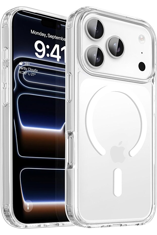 جراب مغناطيسي شفاف لهاتف iPhone 17 Pro Max، متوافق مع iPhone 17 و16 Pro Max و15 و14 Plus، يدعم الشحن اللاسلكي C