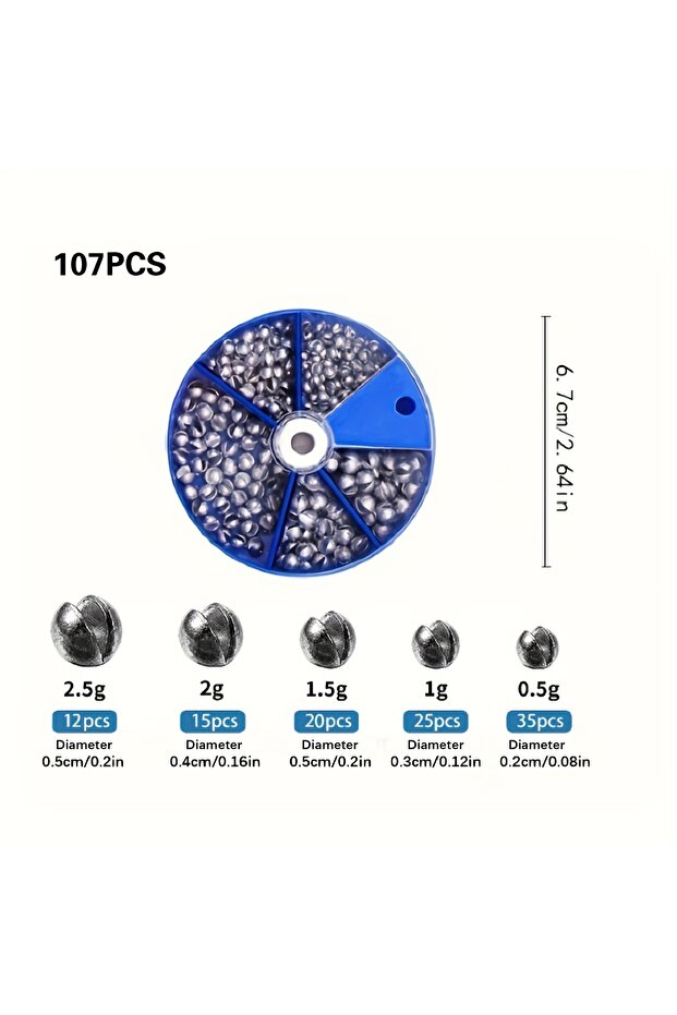 107pcs Fishing Weights Sinkers,230pcs/107pcs Lead Split Shot Weights, Removable Round Fishing Sinker