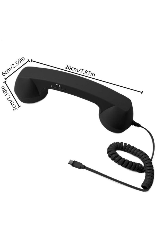Black Type-C Retro Phone Adapter Landline Converter with Microphone Handset Classic Home Office Trav