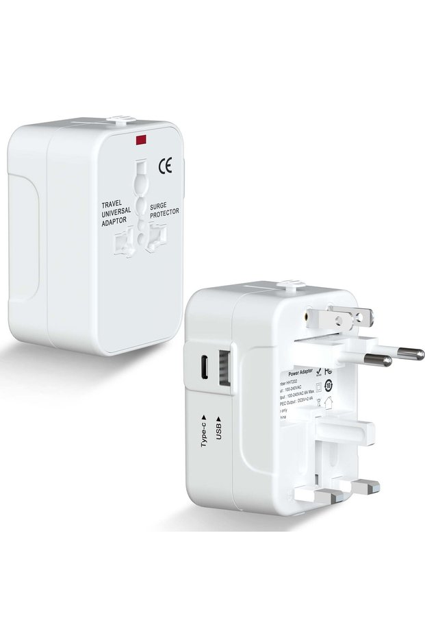 110-250V universal 1 white Universal Travel Adapter, International All-in-One Travel Plug Adapter 2.