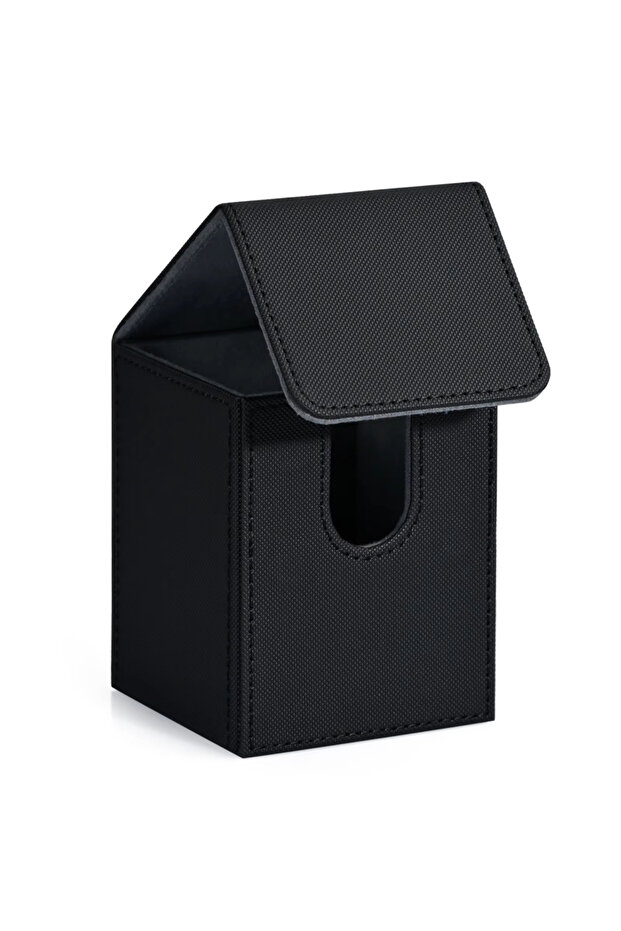 Black-Gray Card Deck Box,Card Storage Box holds 100+ Single Sleeved Cards, PU Leather Magnetic Closu