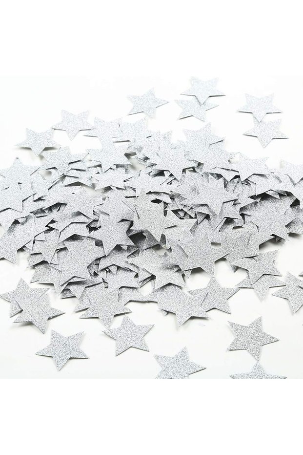 silver star Glitter Five Stars Confetti Wedding Party Decor and Table Decor, 1.2’’ in Diameter (Glit