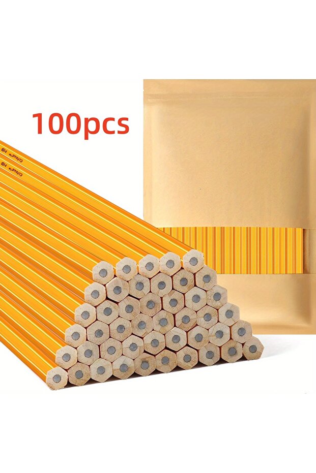 100Pcs 50/100/150pcs Pencils With Eraser Top, 2 HB Pencils Drawing And Sketching, Yellow Wood-Cased