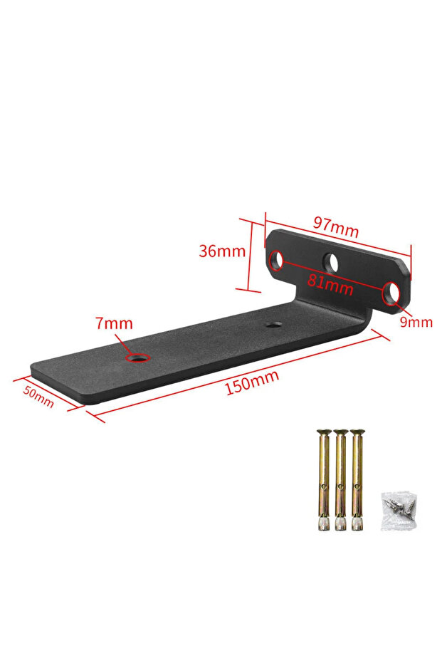 8 inch Black 6 inches 1pcs 200kg Bearing Capacity Suspended Tripod Brackets Wall Shelf Support Hidde
