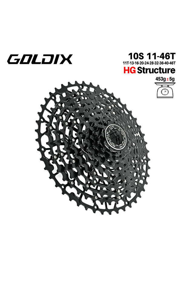 10 Speed 11T-46T GOLDIX Ultralight Bicycle Cassette Freewheel Carbon Steel Material 9/10/11/12/13 Sp