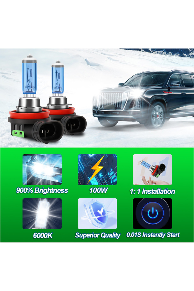 6000 K Socket H11 2Pcs Xenon H1 H4 H7 H11 Lamps 50000LM Super Bright Halogen Car Headlight 6000K Sup