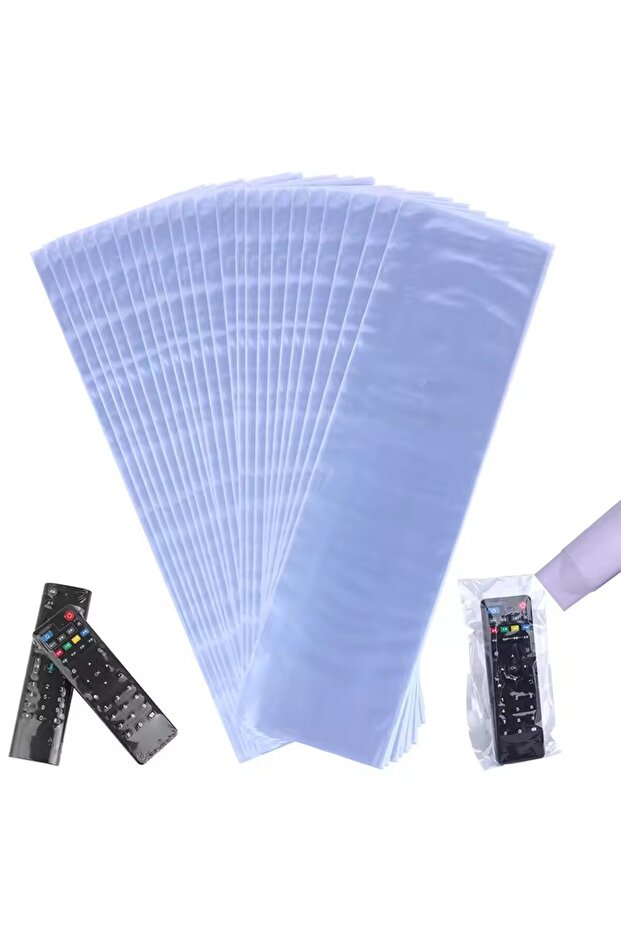 20PCS Mix Size 6x25/8x25 Transparent Heat Shrink Film Bag for Smart TV Box Remote Control Waterproof