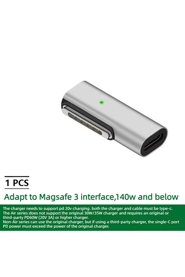 1PCS-Side Bend Compatible with MagSafe3 Magnetic Adapter Type-C Female to MagSafe 3 Converter Laptop
