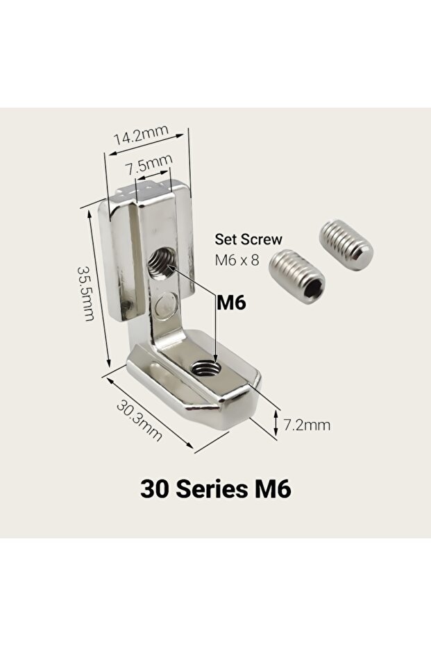 30-M6 Silver 10Pcs 2020 3030 4545 4040 Series Inside Hidden Bracket L Shape Interior Corner Connect
