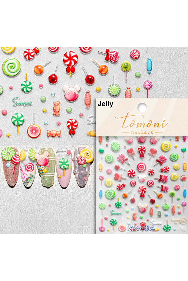 NAILFYOU TO2935 1 piece 5D Macaron Sweet Candy Nail Sticker Chocolate Donut Fruit Lollipop High Qual