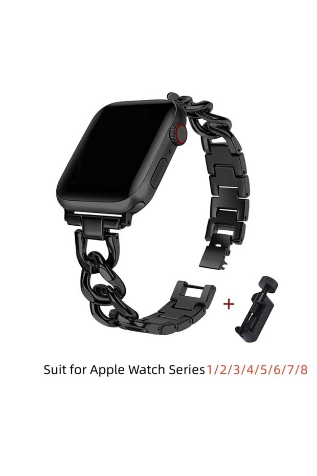 38mm 40mm 41mm black Metallic Chain Strap for Apple Watch Band 45mm 41 38 49 46 40 42 44mm Watchband