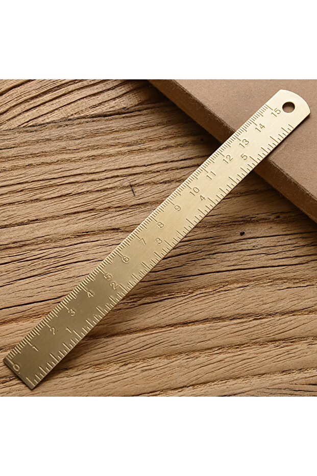 15cm Ruler Retro Brass Straight Rulers Centimeter Inches Metal Triangle Ruler Protractor Stationery