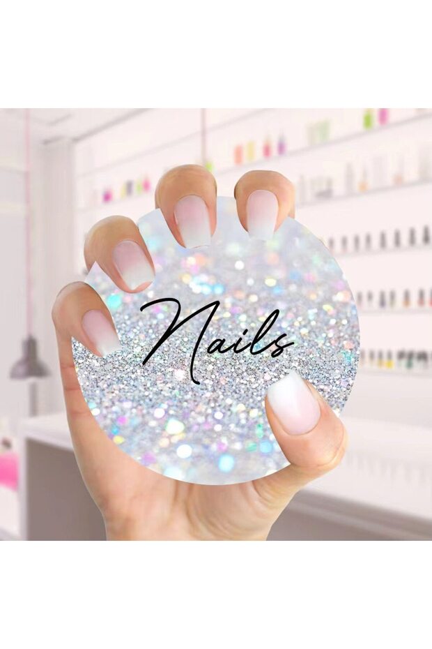 Glitter Silver 1 Pcs/Lot Nail Art Display Card Board, Manicure Nailfie Disc, Nail Salon Accessory, N