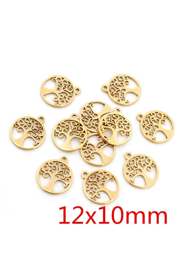 Q4-20 10pcs/lot 316 Stainless Steel Gold Plated Tree Moon Butterfly Small Charms Pendant For Neckla