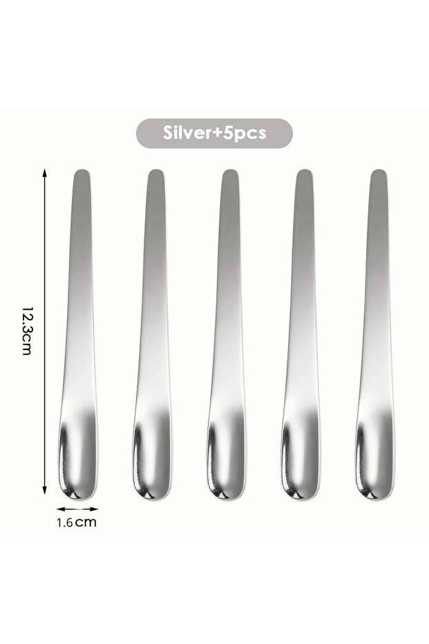 5pcs silver 5Pcs Coffee Spoon Stainless Steel Flat Spoon for Dessert Small Coffee Scoop Mixer Stirri