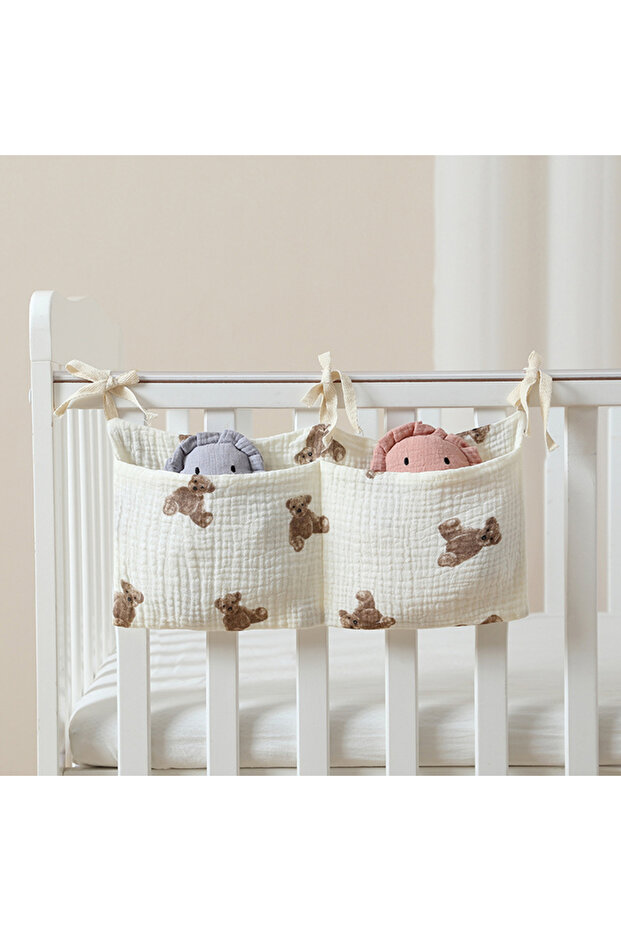 bear Multifunctional Crib Storage Bag Baby Diaper Bag Toddler Bed Headboard Organizer For Kids Baby
