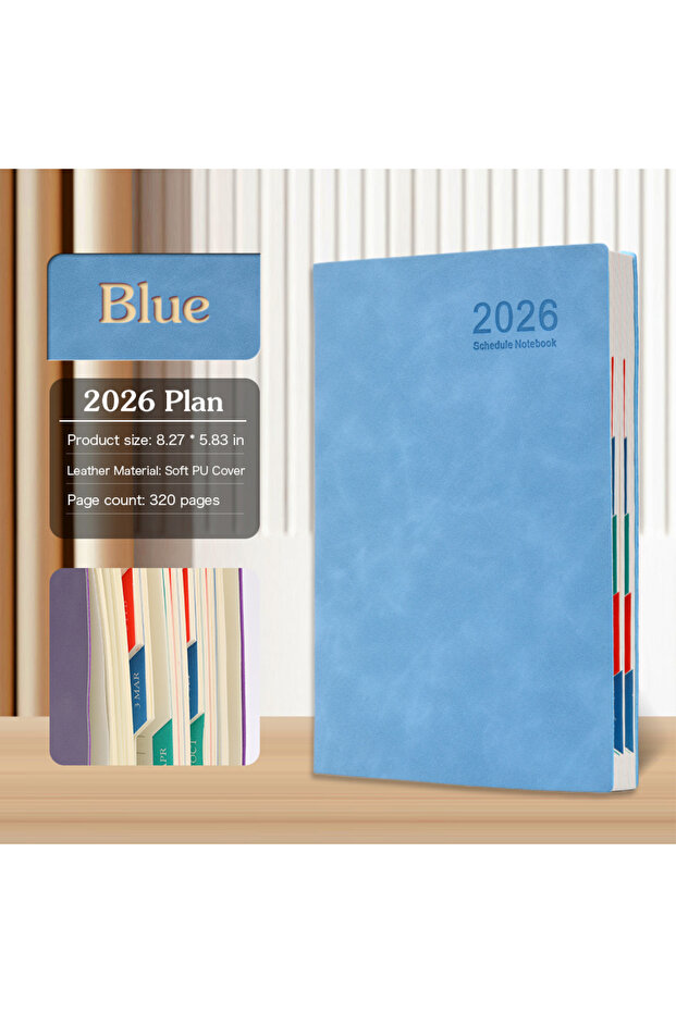 A5 blue 2026 A5 – 365-Day Daily & Weekly Schedule Notebook, Portable Calendar Journal for School Off