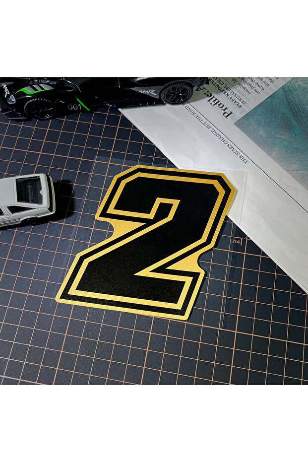 high5cm (Gold-N05) NUM2 1PC Gold Arabic Numerals Motorcycle Sticker DIY Scooter Front Fairing Motorb