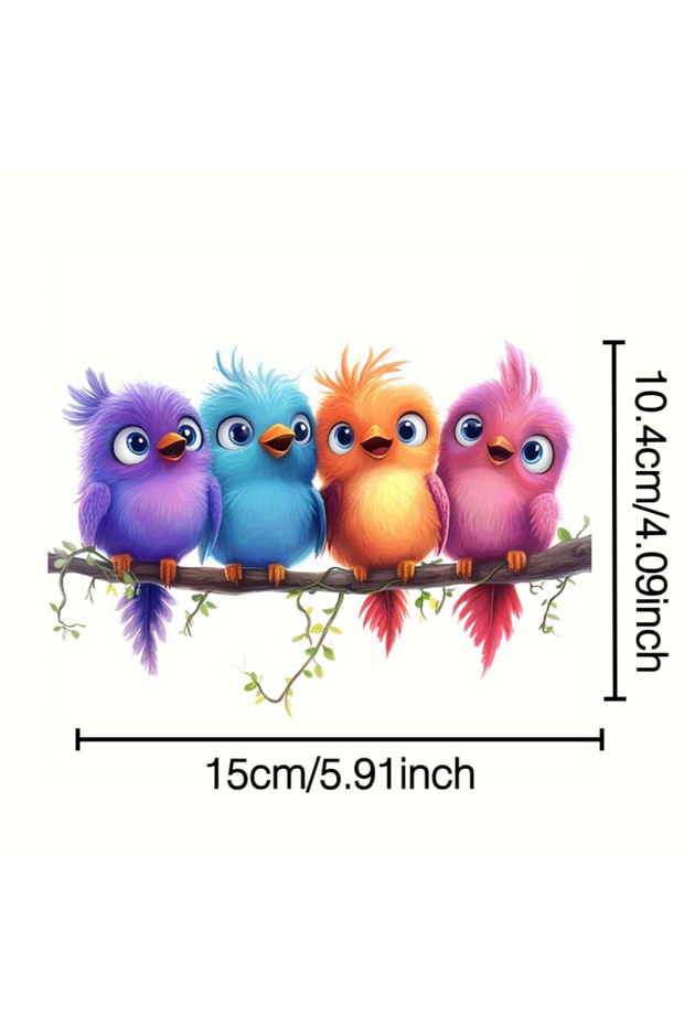 NL-G04 1PC Cute Colorful Bird Glass Window Stickers Waterproof for Wall Mirror Toilet Festival Home