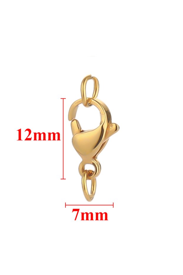 Gold color 12mm 25Pcs Stainless Steel Lobster Clasps Jump Rings Hooks Connector Bracelet Necklace Ch