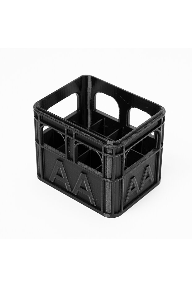 Black AA(12squares) 3D printed beer crate style stackable battery storage box, AA and AAA sizes, 186