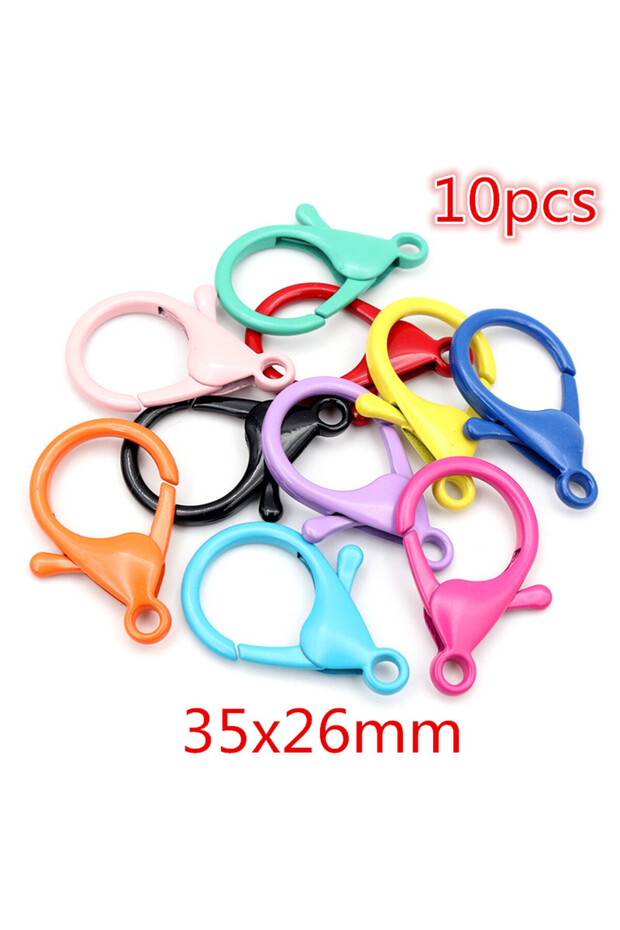 35x26mm 10pcs New Fashion Multi-colors Mixed Alloy Open Rings Lobster Clasp Hooks Ball Chains DIY Je