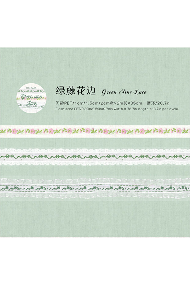 5 3 Rolls Handmade Lace Series Glitter Sand PET Tape Set For Scrapbooking DIY Journal Decoration Gif