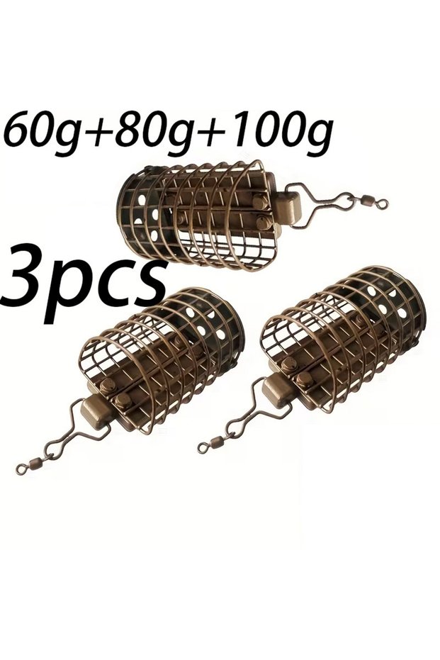 Zhong60G80G100G 3Pcs Heavy-Duty Fishing Bait Cage 60g 80g 100g. Carp Bait Cage - Used for Fishing Ta