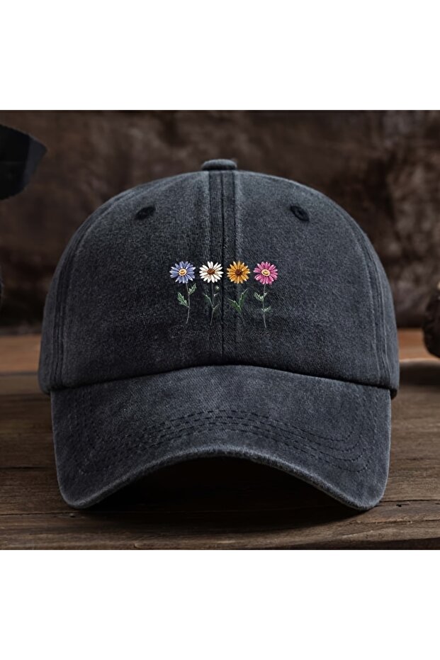 Adjustable black Men's outdoor baseball cap, stylish and versatile women's duckbill cap with four-co